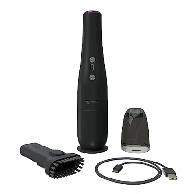 Imagen de Amazon Basics Aspirador de mano inalámbrico, carga por cable USB, color negro
