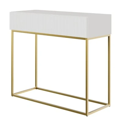 Imagen de Selsey Table Mesa de Consola, Madera ingeniería Metal, Blanco, 90 cm Longueur