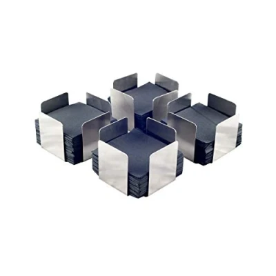 Imagen de HostelNovo Servilletero ideal para servilletas de cóctel acero inoxidable 11x11x7 cm Pack 4 servilleteros. Incluye 200 negras micropunto.