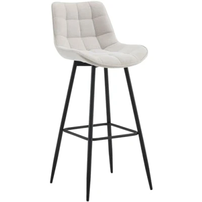 Imagen de CLP Taburete de Bar Dartford en Tela o Terciopelo I Silla Alta Cocina Moderna con Base metálica 4 Patas, Color:Crema, Material:Tela