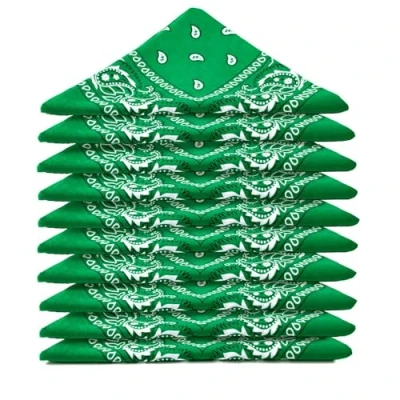 Imagen de Karl Loven EL BANDANA Lote de bandanas 100% Algodon primera calidad Paisley Panuelo Cabeza Cuello Bufanda Juego 10 Verde