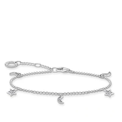 Imagen de THOMAS SABO Pulsera Estrella y Luna Plata de Ley 925 A1994 051 14 L19V, 16 19 cm, Plateado