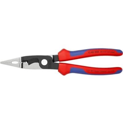 Imagen de Knipex Alicate para instalaciones eléctricas negro atramentado, con fundas multicomponentes 200 mm 13 82