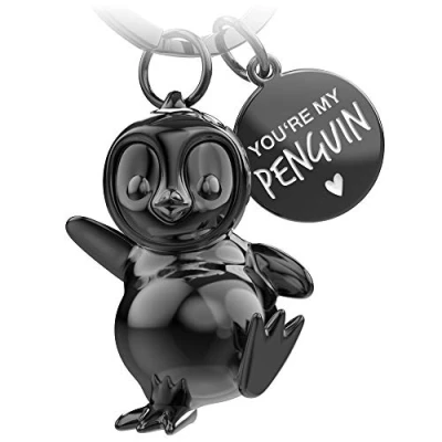 Imagen de Llavero con pingüino de FABACH Breezy amuleto la suerte, regalo para novia o novio, aniversario Grabado You&#039;re My Penguin, Negro (brillante). (Negro) FB_BREEZY_SC