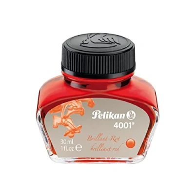 Imagen de Pelikan Tinta estilografica 4001 rojo brillante frasco 30 ml, en caja de regalo