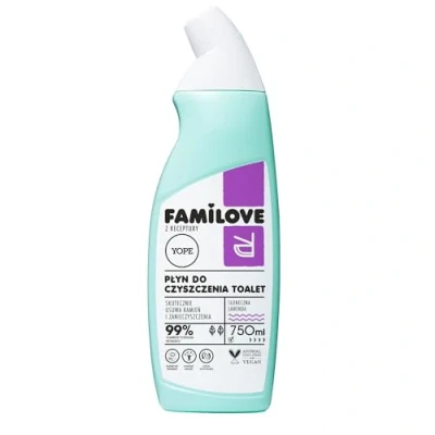 Imagen de YOPE Gel limpiador de inodoros FAMILOVE Limpieza baños Descalcificación Bactericida Elimina manchas y sarro Actualiza 97% ingredientes naturales Lavanda soleada 750ml