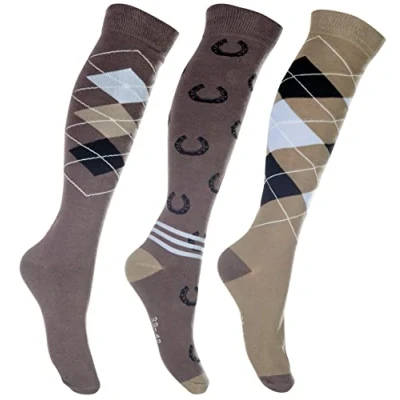 Imagen de HKM Cardiff Calcetines de equitación, marrón/Beige, S para Mujer