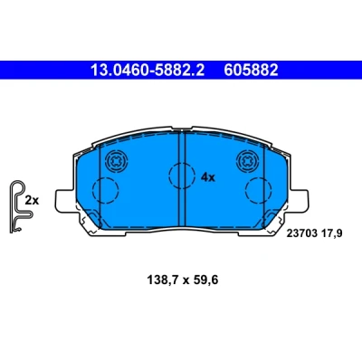 Imagen de ATE 13.0460 5882.2 Juego de pastillas freno con avisador acústico desgaste LEXUS: RX I