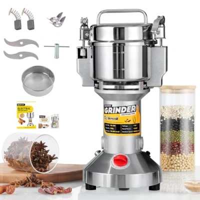 Imagen de CGOLDENWALL Molino de Cereales Eléctrico Capacidad 300g Molinollo Hierba Acero Inoxidable Alta Velocidad Superfina Hogar Comercial para Café Grano y Más Open Cover Stop