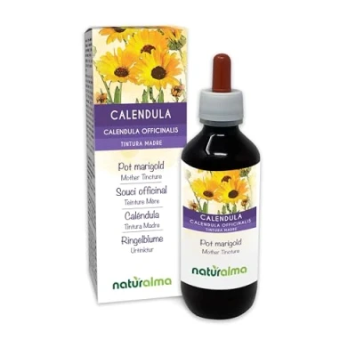 Imagen de Caléndula (Calendula officinalis) capítulos florales Tintura Madre sin alcohol Naturalma Extracto líquido gotas 200 ml Complemento alimenticio Vegano