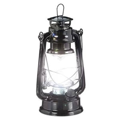 Imagen de Relaxdays Farol LED, Lámpara vintage decorativa, A pilas, Negro