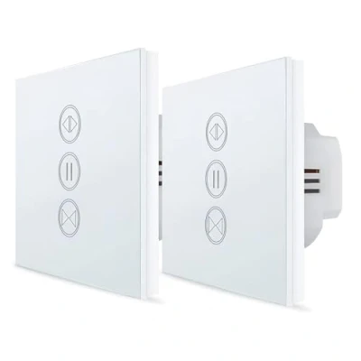 Imagen de LoraTap Interruptor Persianas WiFi, Táctil de Pared para Cortina Eléctrica, Control Voz con Alexa Echo y Google Home, Temporizador Motor Tubular CA, 2 Piezas