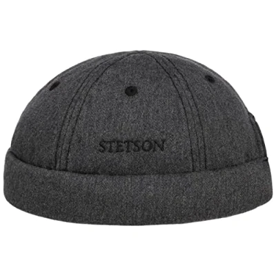 Imagen de Stetson Gorro Docker Cotton Melange Hombre Gorra con Vuelta, Invierno Otoño Primavera Verano Verano/Invierno M (56 57 cm) Antracita