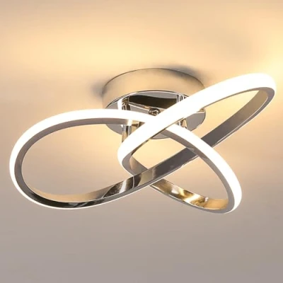 Imagen de Comely Lámpara de Techo LED Moderna, 30W Plafon con forma Flor para Dormitorio, Pasillo, Cocina, Baño, Luz Cálida 3000K, Plata