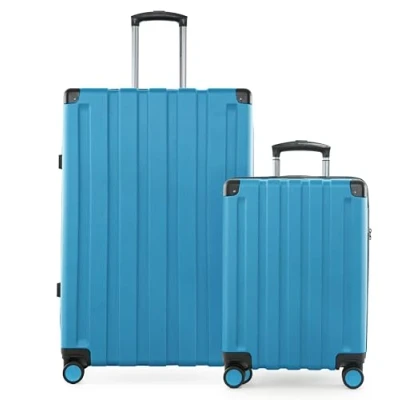 Imagen de Hauptstadtkoffer Q Damm TSA Maleta rígida con 4 ruedas, Azul cian., Koffer Set (S+M), Juego de maletas