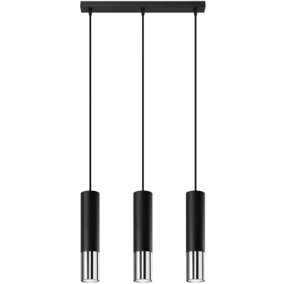 Imagen de SOLLUX lighting Loopez 3P Faretto Lampada A Sospensione Soffitto, Paralume Cilindrico + Combinazione Di 2 Metalli, Lampadina GU10 Sostituibile, 3x40