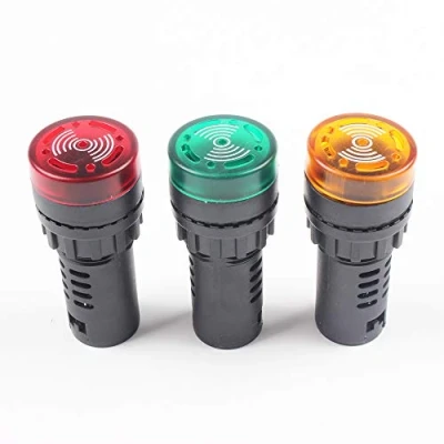 Imagen de Luz indicadora con zumbador AC/DC 24V/220V 22 mm panel de montaje alarma intermitente para control eléctrico
