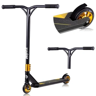 Imagen de LIONELO Whizz patinetes para niños, Stunt Scooter, de Acrobacias, Freestyle, Ruedas 110 mm, Ligero, Freno Guardabarros Trasero, Cubierta Aluminio, Manillar Tubo en T Ancho