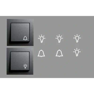 Imagen de Juego de 4 Pegatinas interruptor con luces y 2 campanas en blanco universal Smart Home Switch (RP29/2) (14 mm)