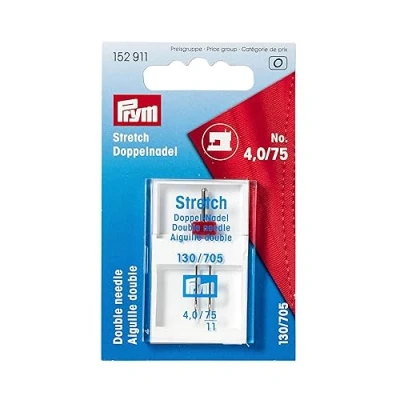 Imagen de Prym Agujas Dobles para máquina de Coser. 130/705 Stretch 75/4.0, Plateado, 2