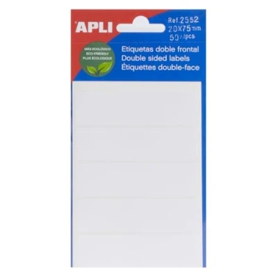 Imagen de APLI 2552 Etiquetas blancas doble frontal (20 x 75 mm) 5 hojas