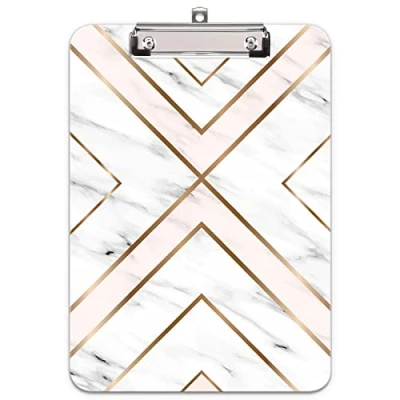 Imagen de Hnogri portapapeles con pinza a4, diseno de moda portapapele plastico rígido, Clipboard A4 Carpetas y tableros pinza, para material oficina escolar, Línea Oro