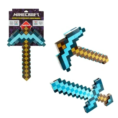Imagen de Mattel Minecraft Espada y pico de diamante transformable, juguete para niños +6 años (FCW14)
