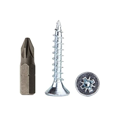 Imagen de Lote de 250 tornillos madera acero chapado en zinc 5 x 30 mm, aglomerada, tornillo universal Pozi Drive, PZ totalmente roscado, Pozidriv (250, 5,0 mm)