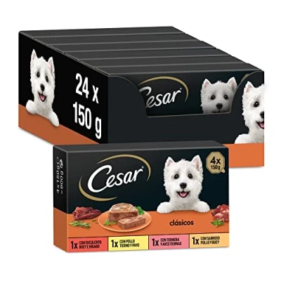 Imagen de Cesar Comida Húmeda para Perros, Selección de Clásicos en Paté, Multipack (Pack 6 x 4 tarrinas 150g)