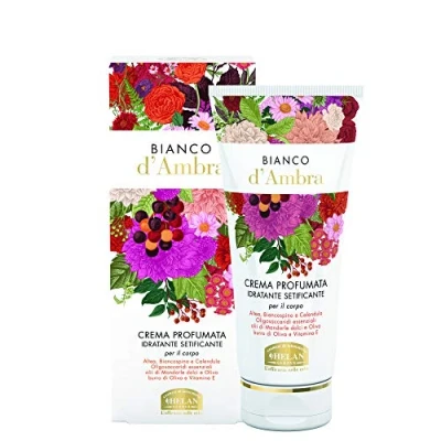 Imagen de Helan Biano D&#039;Ambra, Crema Hidratante Corporal Mujer, con Acción Emoliente Perfumada Mujer Enriquecida Vitamina E y Aceite de Almendras Dulces, no Grasa Mancha 200 ml