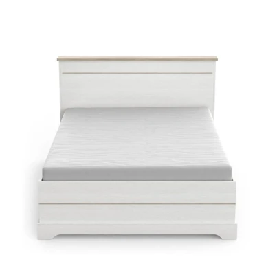 Imagen de Demeyere Lit 140x190 Extensible 140x200 Moderne 2 Tiroirs, Coloris Blanc &amp; Chêne, 153,4 x 214,7 102,2 cm
