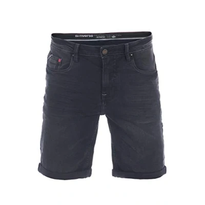 Imagen de riverso RIVUdo Pantalones Vaqueros Cortos para Hombre, Jeans Short, Corte Regular, 99% algodón, Bermudas, Gris, Azul Claro, Azul, Negro, W30 W42 Black Denim (B122) W34