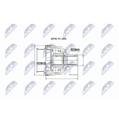 Imagen de NTY NPW PL 006 Junta Homocinética Eje delantero, derecha con circlip en la parte delantera OPEL: Astra H Hatchback, F CC, Vectra C Berlina