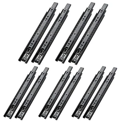 Imagen de AOLISHENG 5 pars (10 piezas) Guias Correderas Para Cajones 600mm Rieles Extensión Completa 45 KG Capacidad Carga Guías Laterales Con Rodamiento de Bolas