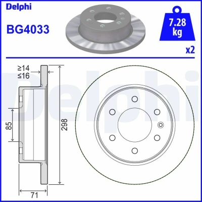 Imagen de DELPHI BG4033 Disco de freno 298 16 6 macizo aceitado sin procesar cojinete rueda, anillo sensor ABS MERCEDES BENZ: Sprinter 3.5 T Furgón