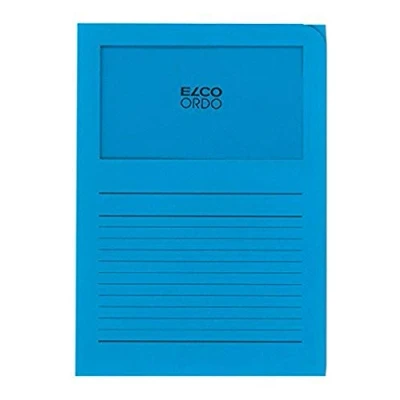 Imagen de Ordo &quot;Classico&quot; Subcarpetas de papel con ventana Azul brillante caja 100