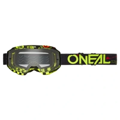 Imagen de O&#039;Neal Gafa Bicicleta y Motocross MX MTB DH FR Lente resistente a los arañazos con revestimiento antivaho, 100% protección UV B 10 Attack V.24 Unisex Negro Amarillo Neón Una talla