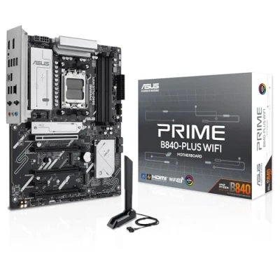 Imagen de ASUS Prime B840 PLUS WiFi Placa Base AMD ATX, DDR5, PCIe 4.0 Ready, Tres Ranuras M.2, Wi Fi 6E, Realtek 2.5Gb Ethernet, DisplayPort, HDMI, USB 10Gbps Tipo A y C, BIOS Flashback, Aura Sync
