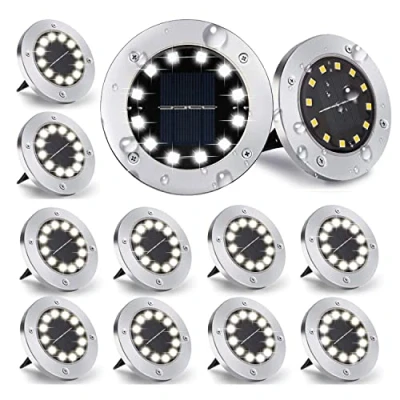 Imagen de 12 unidades] Iluminación solar para exteriores, LED, lámparas solares de 800 mAh con panel mejorado, lámpara jardín, luz césped, pasarela, piscina, terraza (blanco)