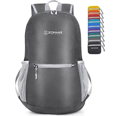Imagen de ZOMAKE Mochila Plegable Ultraligera Mochilas de Senderismo Pequeña con Resistencia Al Agua 20L para Hombre Mujer Viaje Trekking Deporte(Gris Medio)