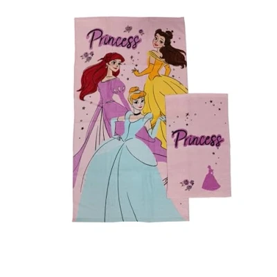 Imagen de Hermet Princess Disney Toallas de baño Esponja, Juego 2 baño, Toalla Cara, bidé, Rosa, algodón, 100%, Producto Oficial
