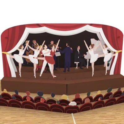 Imagen de MOKIO® Tarjeta Pop Up Ballet regalo 3D para una visita al ballet, como envoltorio entradas de ópera o teatro, felicitación emergente