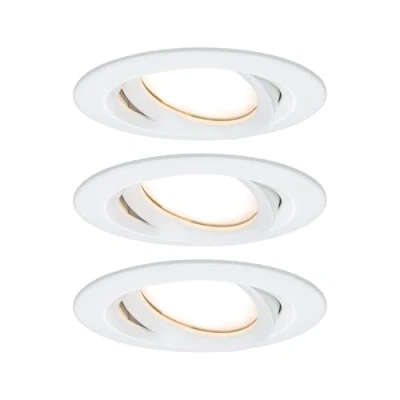 Imagen de Paulmann 93682 Luminaria empotrable LED Nova Plus, set de 3, red., orientable, 3x6,8 W IP65 reg., foco empotrable, blanco mate, Spot, aluminio 2700 K