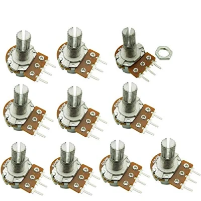 Imagen de Aihasd 10pcs B50K 50K Ohm Ajustamiento Soltero Lineal Giratorio Afilar potenciómetro Shaft 15 mm