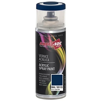 Imagen de AMBRO SOL Pintura acrílica en spray, color Azul genciana, RAL 5010, resultado profesional múltiples superficies, exteriores e interiores, 400 ml