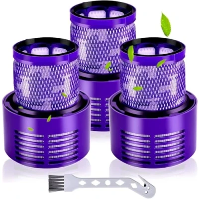 Imagen de Rebirthcare 3PCS V10 Filtros para Dyson Aspiradora Cyclone, Absolute, Animal, Total Clean, SV12, Reemplazo No. 969082 01