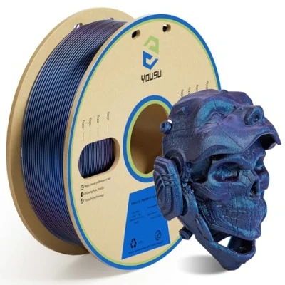 Imagen de YOUSU filamento de impresora 3D con purpurina PLA 1.75 mm, serie Camaleón Colorshift, negro, se adapta a la mayoría impresoras FDM/FFF, 1 kg