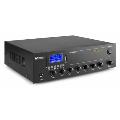 Imagen de Power Dynamics PPA50 Amplificador de 70v, 100V y 50W con Bluetooth, Reproductor mp3 USB/SD, Mando a Distancia, 2 entradas micrófono, estéreo, Ideal para habitación pequeña o oficinas