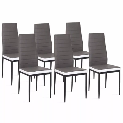 Imagen de idmarket Juego de 6 sillas romana grises diadema color blanco para comedor