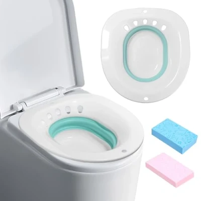 Imagen de Birshe Bidet Portatil para WC, Baño de asiento inodoro, Hemorroides con 2 esponjas, Uso bidé inodor Cuidado Postparto, Tratamiento Del Perineo Evitar sentadillas